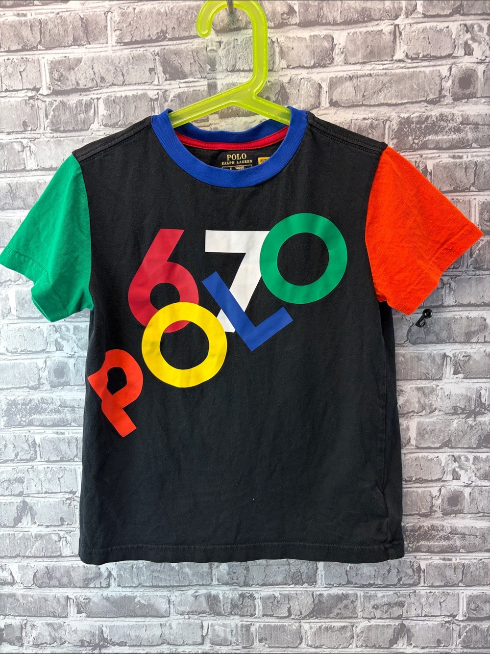 Polo by Ralph Lauren Black Short-Sleeve Tee with Multicolor Logo Accents